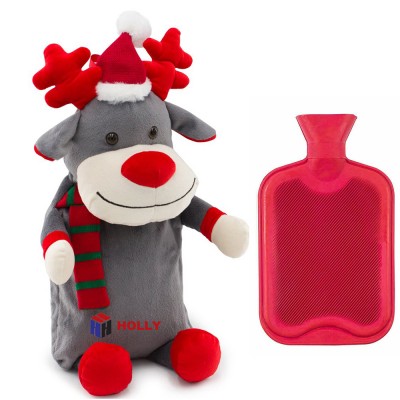 custom 2000ml bs natural rubber bottle plush animas hot water bag cover