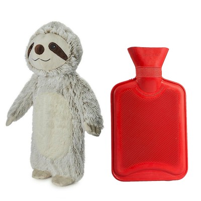 small 1 liter rubber bag hot water bottle with plush animal cover